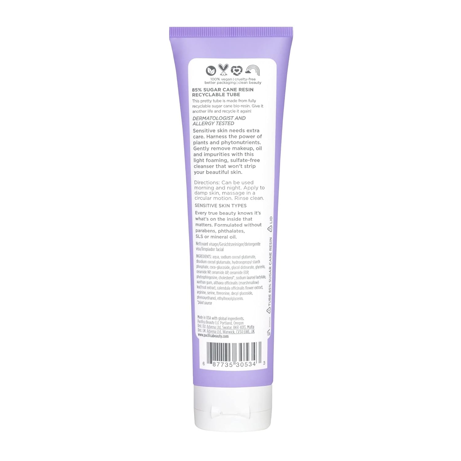 Face Wash Cleanser Vegan Ceramide Barrier Repair Extra Gentle for Daily Use Daily for Sensitive Skin, Fragrance Free, Calendula, Vegan & Cruelty-Free Dermatologist Tested - Timeless Beauty