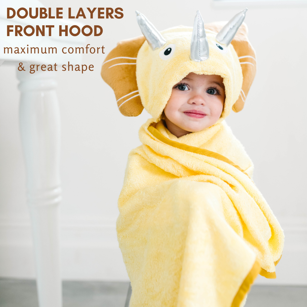 Toddler Hooded Towel Yellow Dinosaur - Timeless Beauty