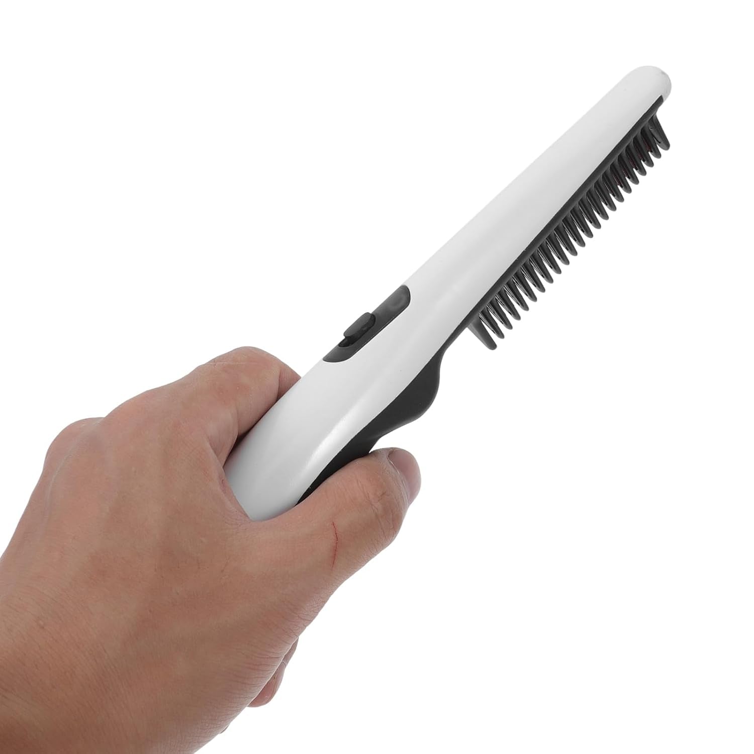 Hair Straightening Comb and Beard Straightener - Electric Portable Hairdressing Comb, White