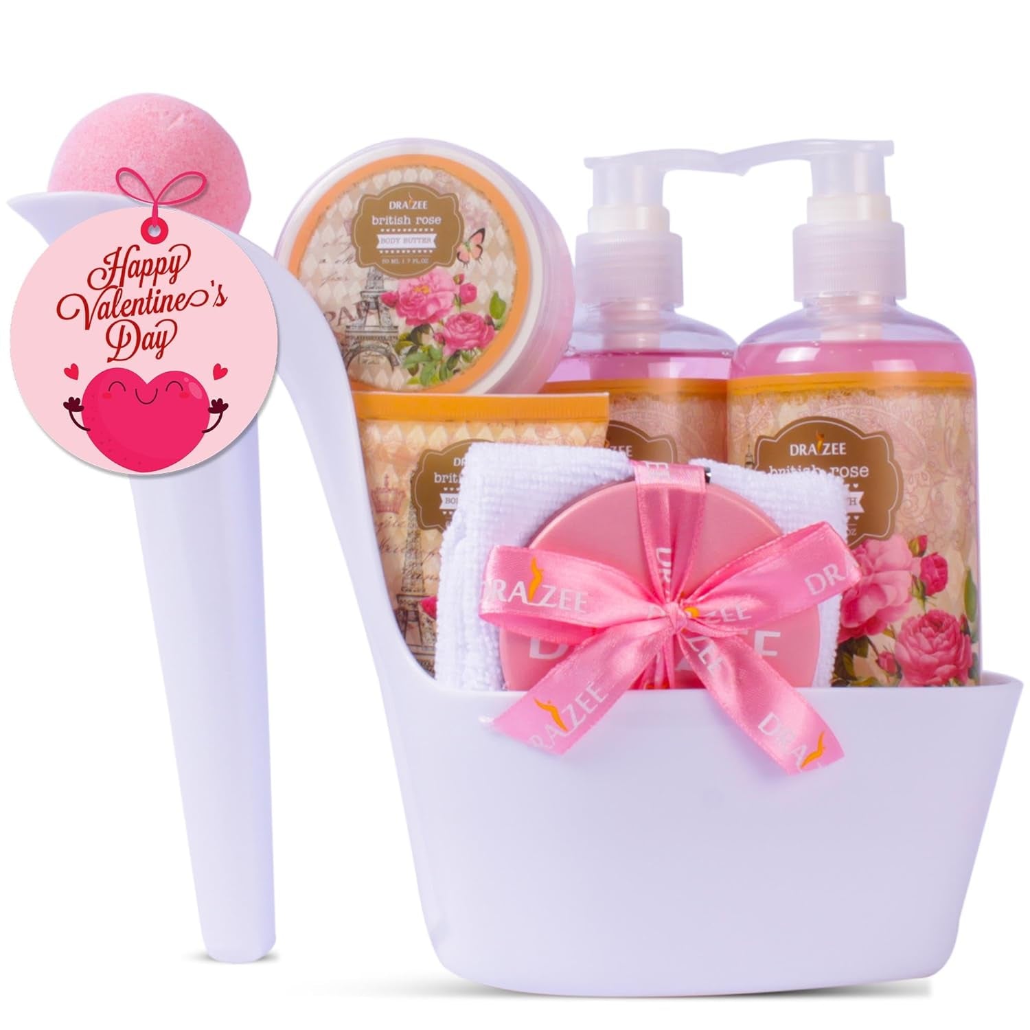 Bath and Body Gift Set - 8 Pcs Luxury Rose Scented Heel Shoe Spa Gift Set for Women - Shower Gel, Bubble Bath, Body Butter, Body Lotion & More - Christmas Gifts for Women, Gift for Mom - Timeless Beauty