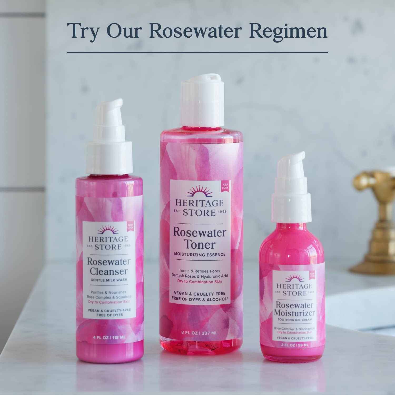 Rosewater Facial Toner with Hyaluronic Acid, Dry to Combination Skin, Hydrating Toner Refines Pores, Minimizes Look of Fine Lines and Wrinkles, Hypoallergenic, Vegan, Cruelty Free, 8Oz - Timeless Beauty