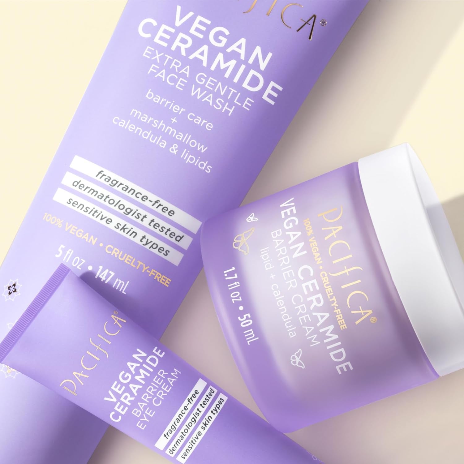 Face Wash Cleanser Vegan Ceramide Barrier Repair Extra Gentle for Daily Use Daily for Sensitive Skin, Fragrance Free, Calendula, Vegan & Cruelty-Free Dermatologist Tested - Timeless Beauty