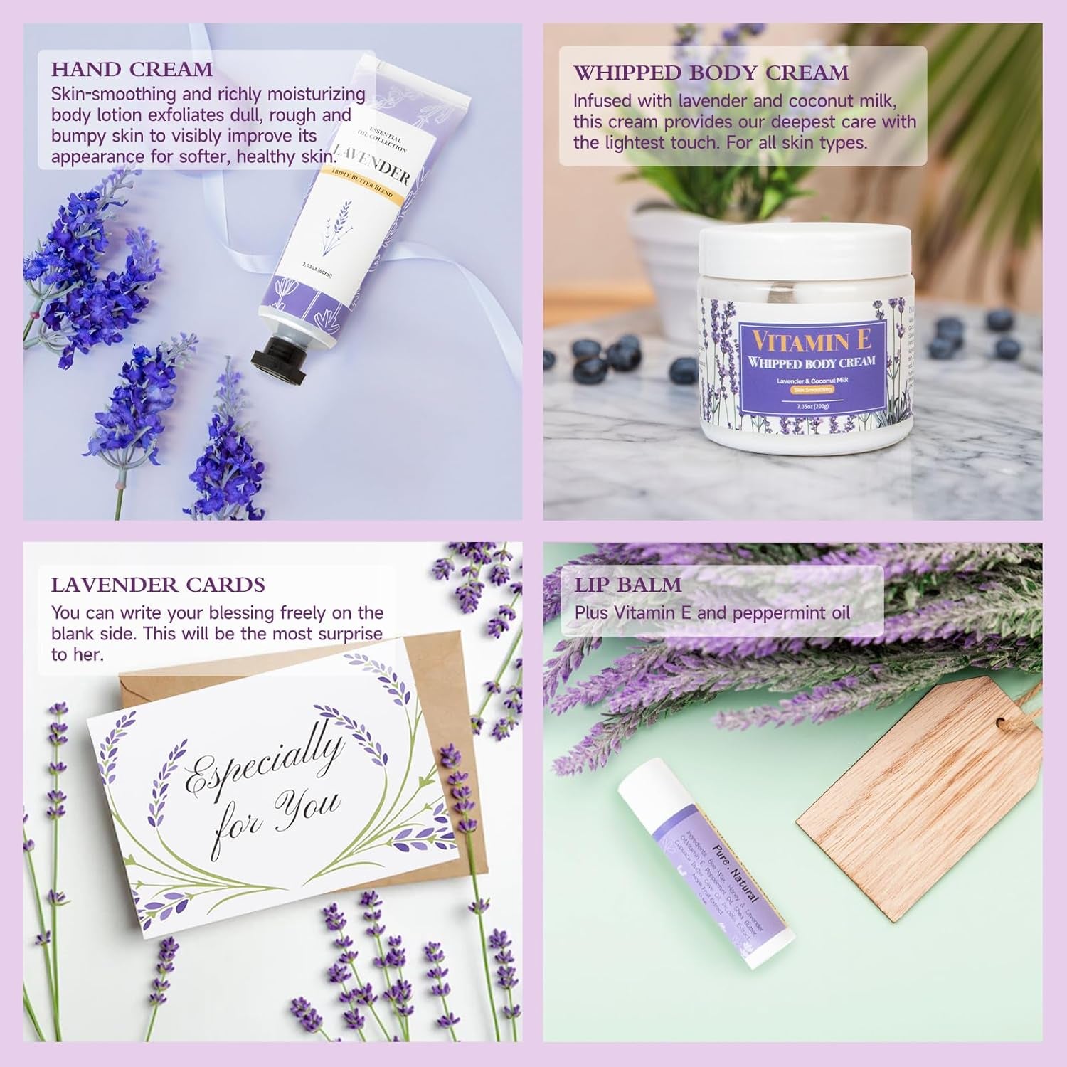Lavender Gifts for Women - Care Package Relaxing Gifts - Lavender Spa Gifts Set, Self Care Gift for Women, Gift Baskets for Women Her Friend Sister Mom Wife, Christmas Lavender Gift Basket Ideas - Timeless Beauty