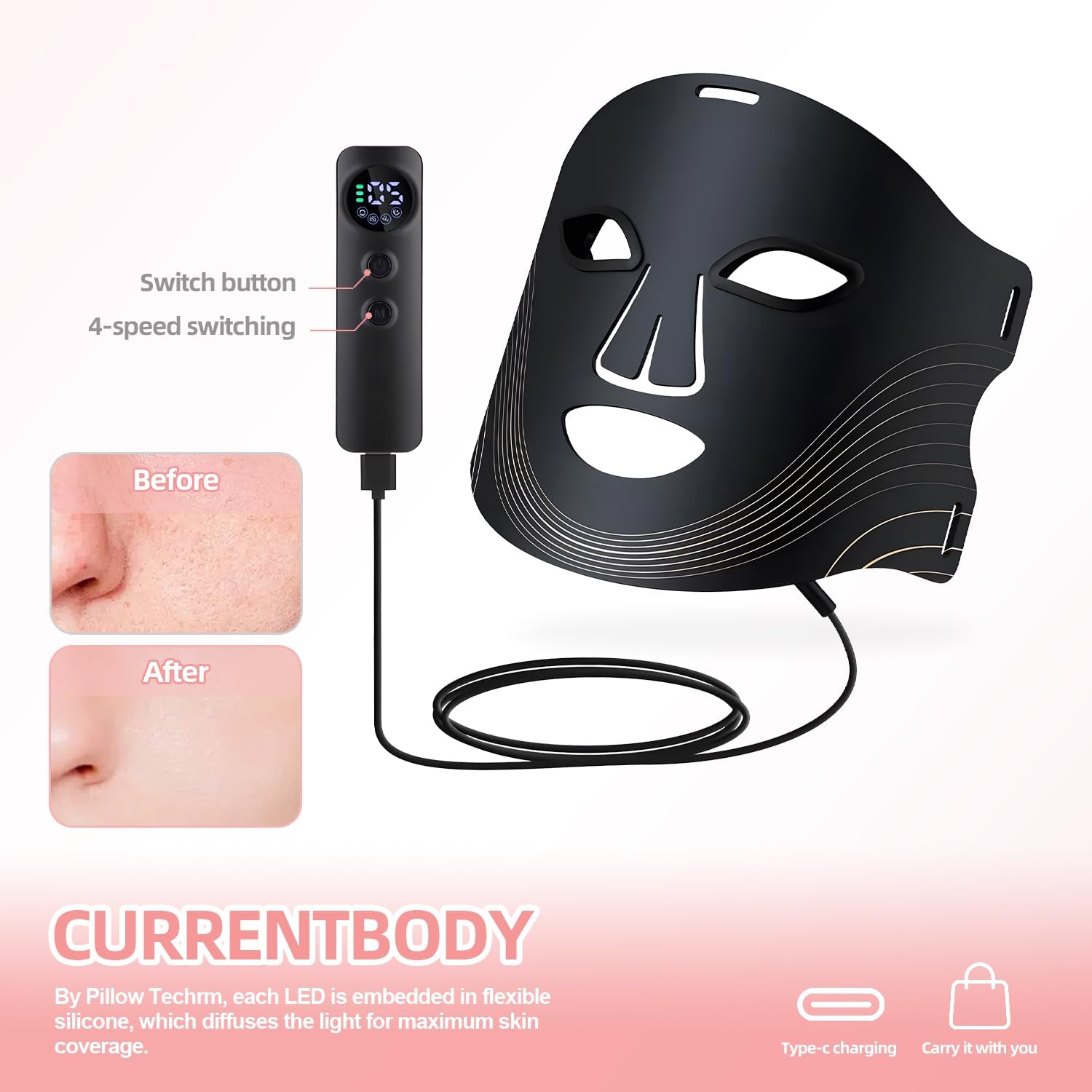 New Red Light Therapy for Face,Blue Red Light Therpy Mask for Face - Timeless Beauty