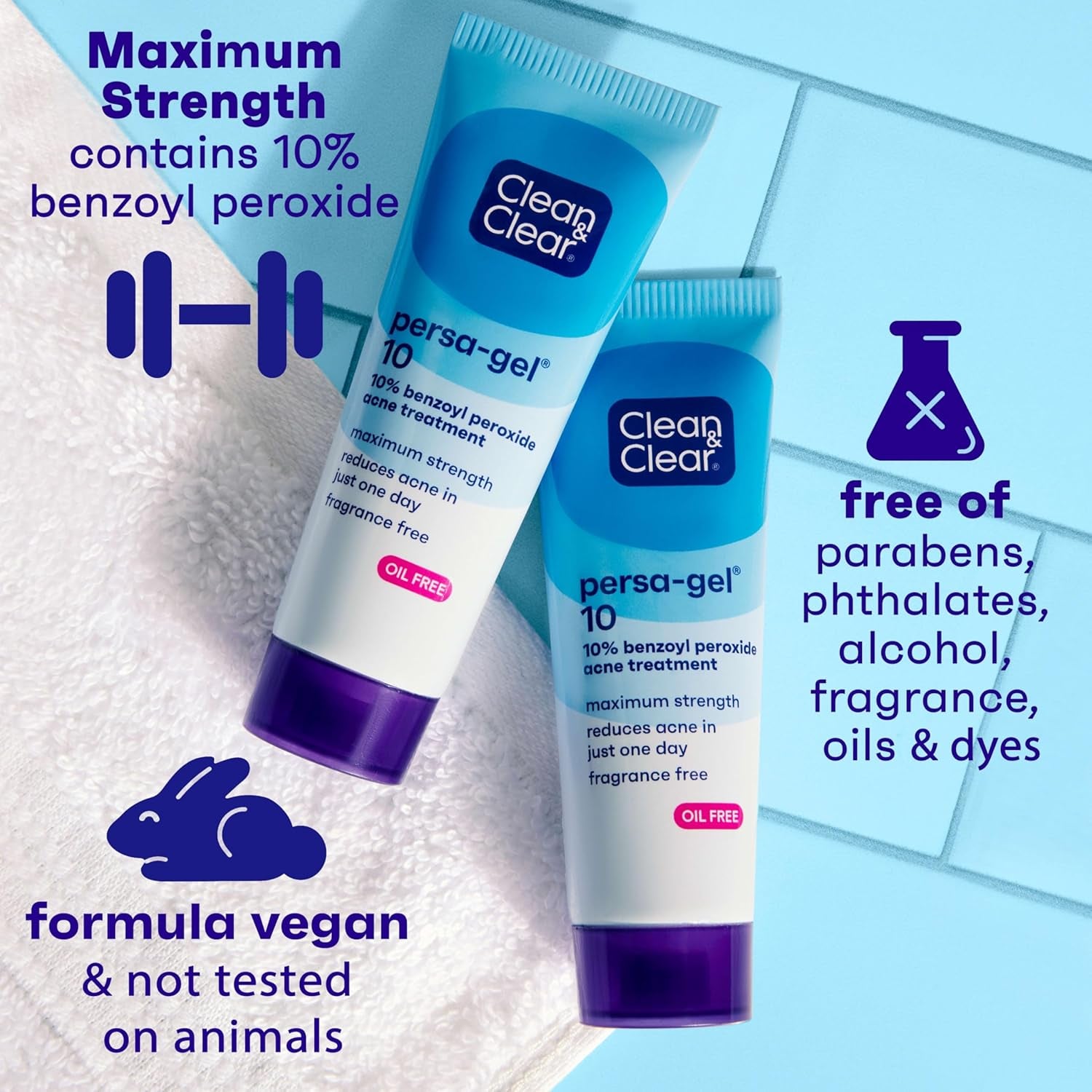Persa-Gel 10 Oil-Free Acne Spot Treatment with Maximum Strength 10% Benzoyl Peroxide, Topical Pimple Cream & Acne Gel Medication for Face Acne, Fragrance-Free, 1 Fl. Oz, 4 Pack - Timeless Beauty