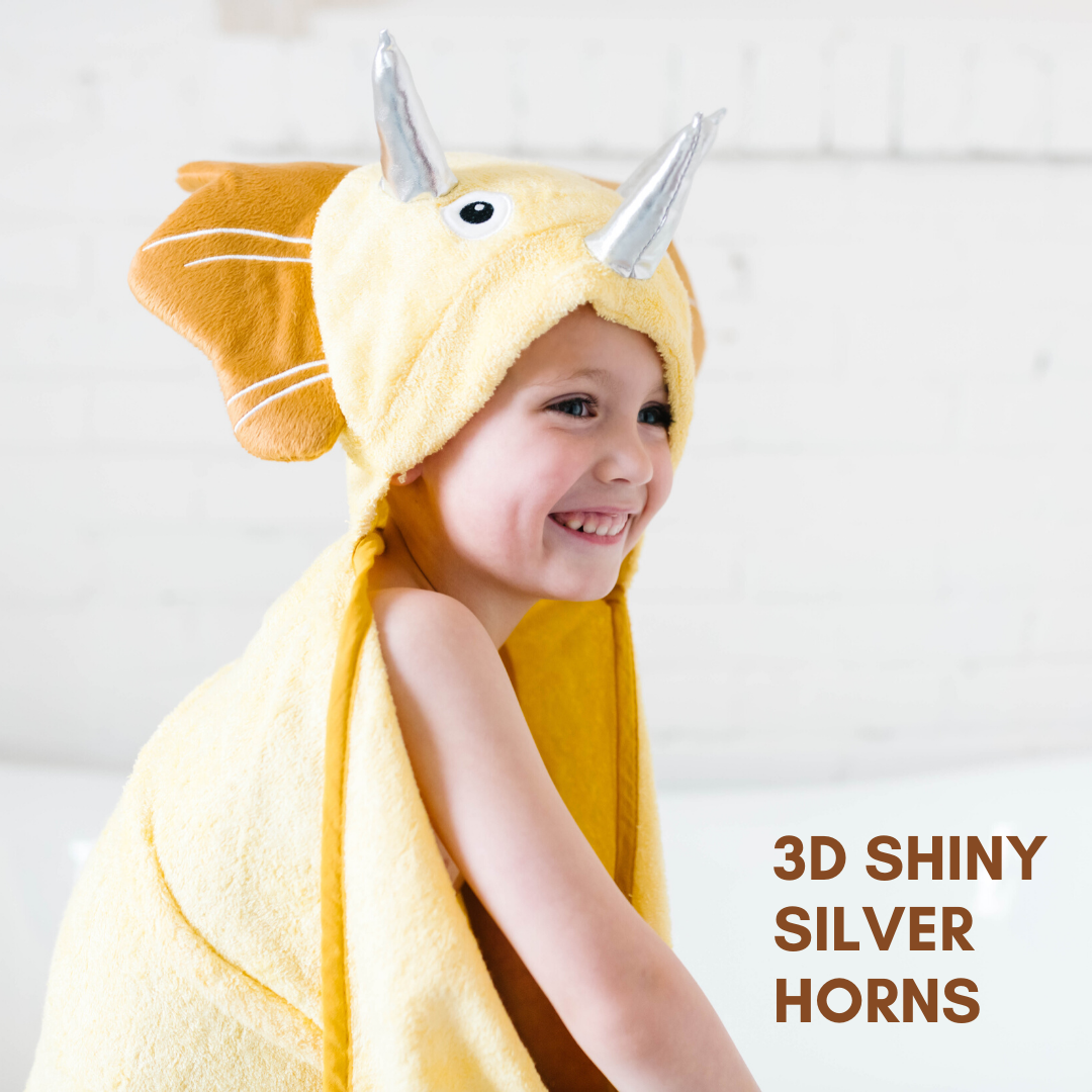 Toddler Hooded Towel Yellow Dinosaur - Timeless Beauty