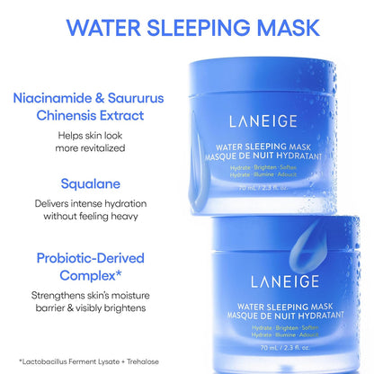 Icons to Go Set: Cream Skin, Water Bank Cream, Lip Sleeping Mask, Water Sleeping Mask, Travel Size, Full Size, Hydrate, Barrier-Boosting - Timeless Beauty