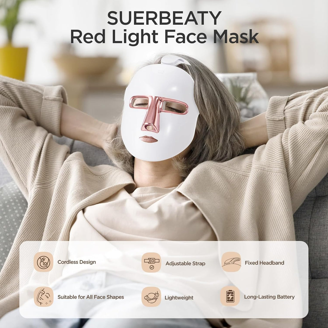 Red Light Mask for Face, Red Light Face Mask Cordless, Red Blue Light for Face Mask, Facial Mask Skincare, Portable and Rechargeable, Beauty Christmas Gifts for Women - Timeless Beauty