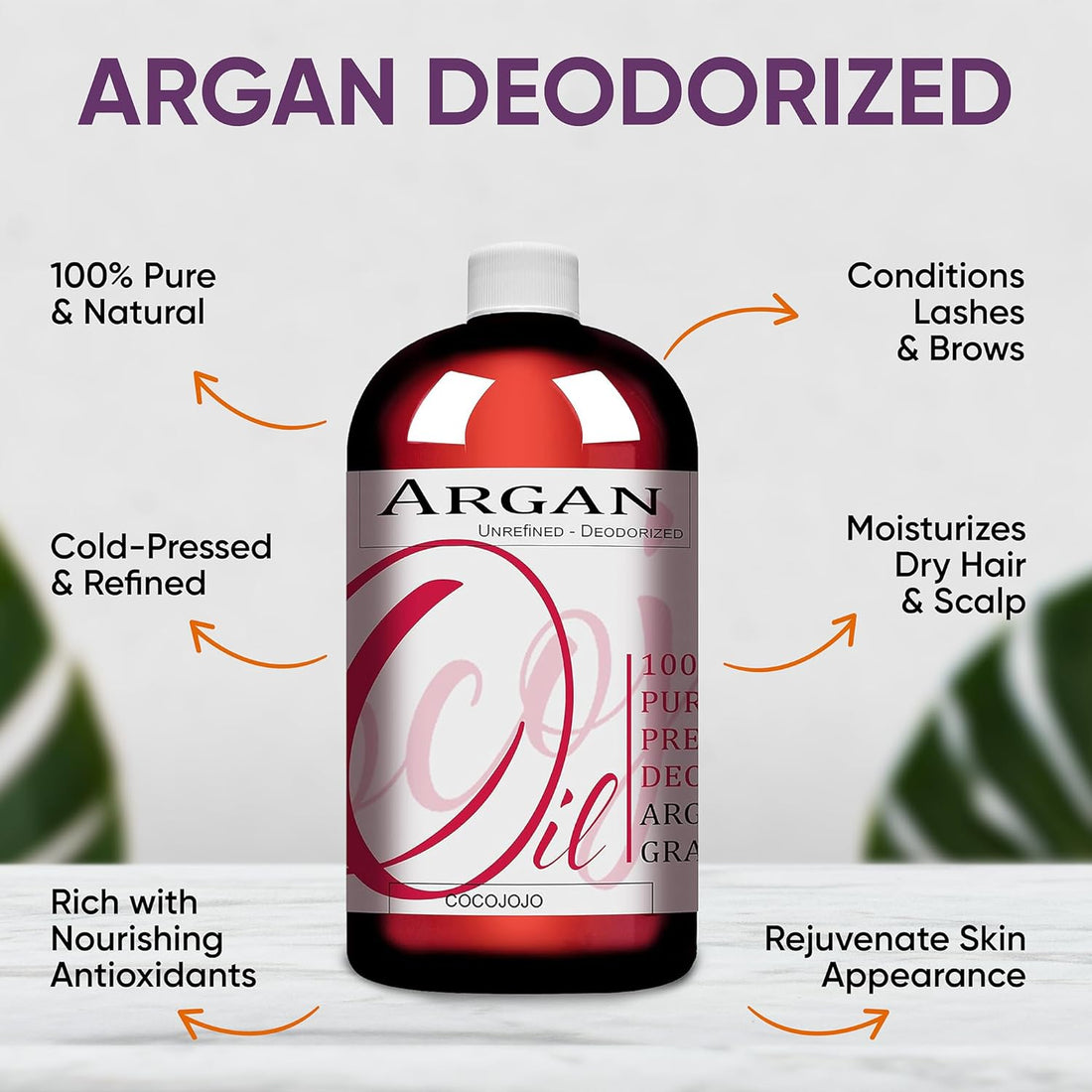 Pure Argan Oil Deodorized Unrefined Cold Pressed, 32 Fluid Ounce - Timeless Beauty