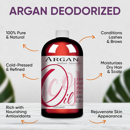 Pure Argan Oil Deodorized Unrefined Cold Pressed, 32 Fluid Ounce - Timeless Beauty
