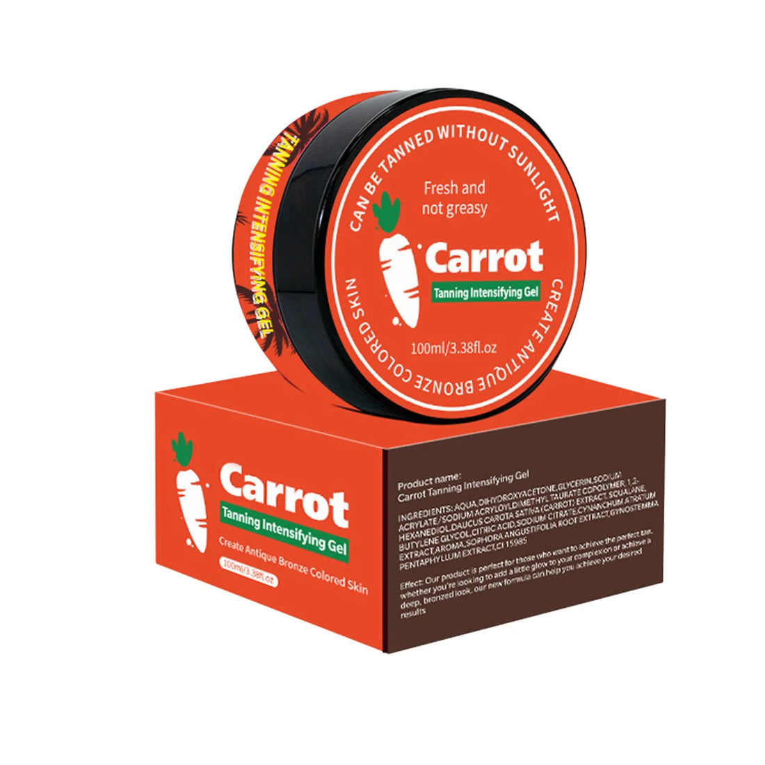 CARROT Tanning Intensifying Gel Peach Beauty Carrot Black Gel 100Ml/3.38Fl.Oz Lasting Gel Brown Tanning Gel for Body Indoor Outdoor Self Tanners Beach Women Men Fl Studio - Timeless Beauty