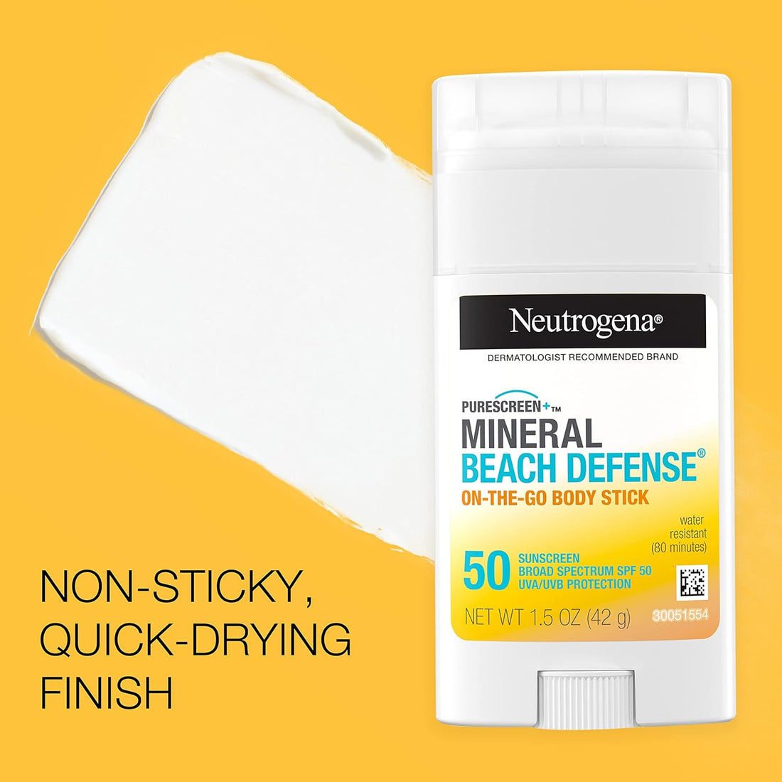 Purescreen+ Mineral Beach Defense On-The-Go Body Sunscreen Stick with Broad Spectrum SPF 50, Water Resistant UVA/UVB Protection, Absorbs Quickly &amp; Dries Clear, 1.5 Oz - Timeless Beauty