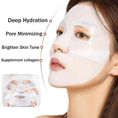 Deep Collagen Face Mask, Bio-Collagen Korean Overnight Hydrogel Mask, anti Wrinkle Firming Lifting Korean Collagen Films for Improve Skin Elasticity,Firming and Moisturizing 5 Pack - Timeless Beauty