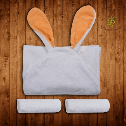 Amber Bunny Hooded Towel &amp; 2 Washcloths Red Nyx