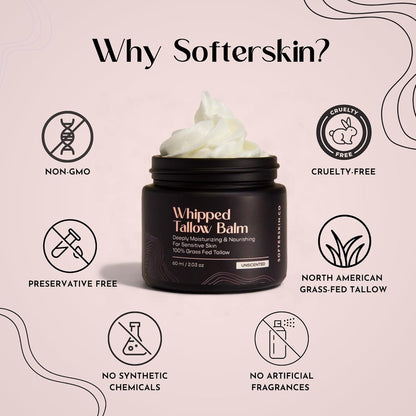 Beef Tallow for Skin (Unscented 2 Oz) - Whipped Tallow Balm for Face and Body - Natural Moisturizer for Sensitive Dry Skin - Handmade Body Butter - 100% Grass-Fed Tallow Cream for Skincare - Belly Butter Lotion - Timeless Beauty
