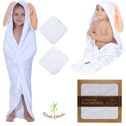 Amber Bunny Hooded Towel &amp; 2 Washcloths Red Nyx