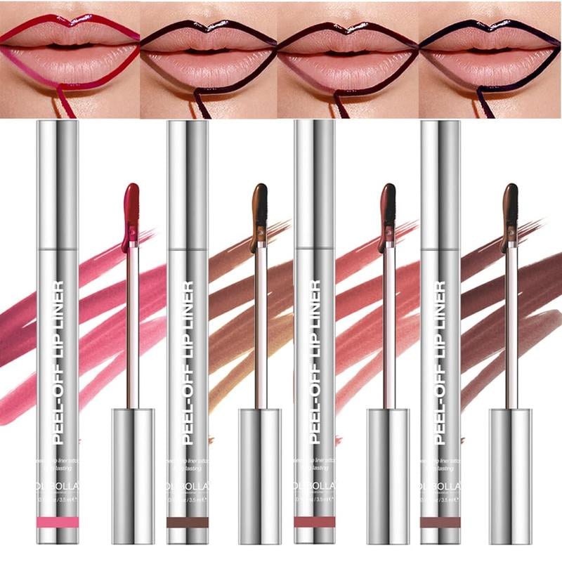 4Pcs Peel off Lip Liner Stain Set , Waterproof Nude Matte Lip Tint, Non-Fading Peel off Lip Color, Effortless Precision &amp; Full Coverage, 24H Color Hold - Timeless Beauty