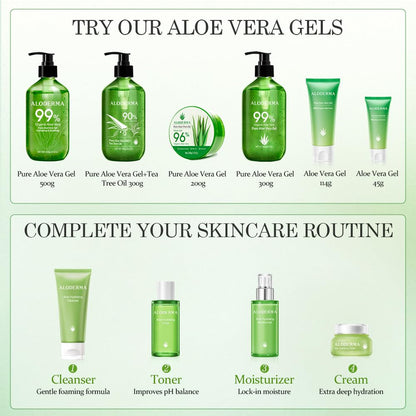 Organic Aloe Vera Gel for Face &amp; Body, 96% Pure Aloe Gel Made within 12 Hours of Harvest, Ideal for Skin, Scalp, &amp; Hair Hydration, Calming Moisturizer for Soothing after Sun Care Relief, 7Oz - Timeless Beauty