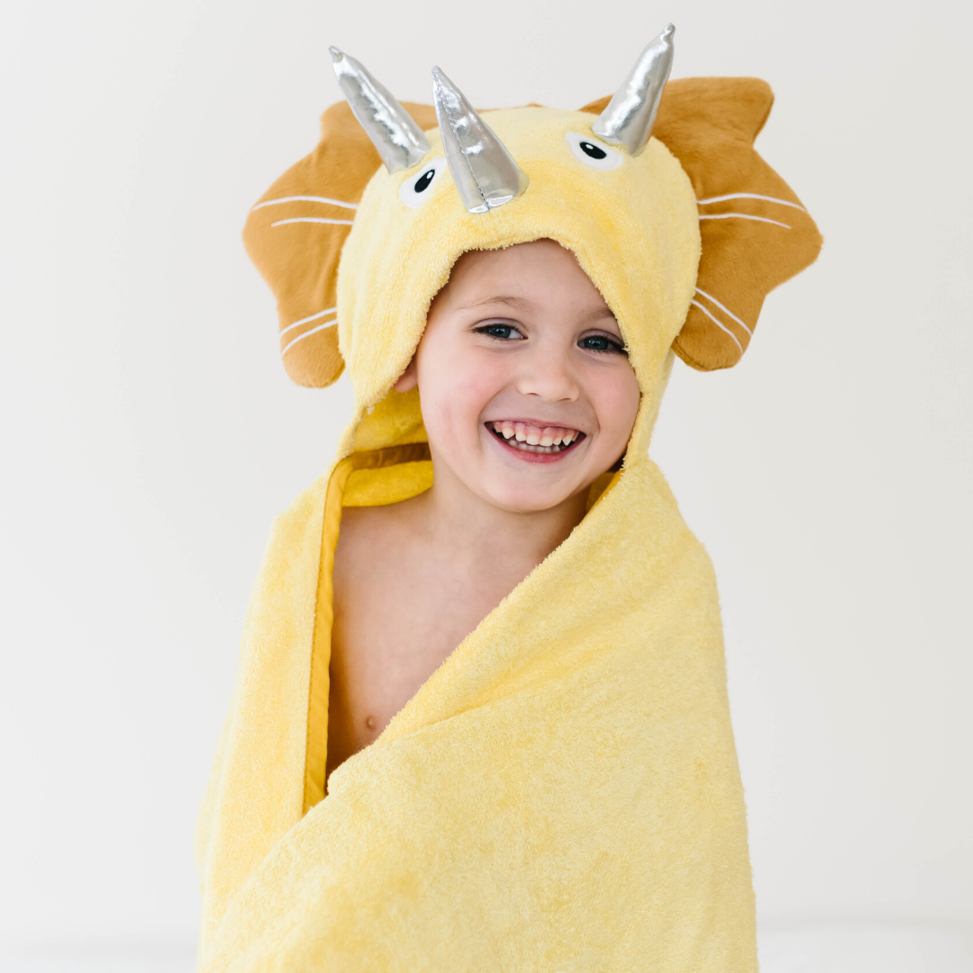 Toddler Hooded Towel Yellow Dinosaur - Timeless Beauty