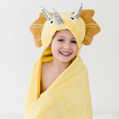 Toddler Hooded Towel Yellow Dinosaur - Timeless Beauty