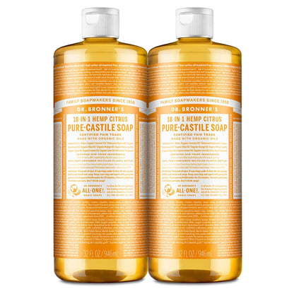 - Pure-Castile Liquid Soap (Citrus, 32 Ounce, 2-Pack) - Made with Organic Oils, 18-In-1 Uses: Face, Body, Hair, Laundry, Pets and Dishes, Concentrated, Vegan, Non-Gmo - Timeless Beauty