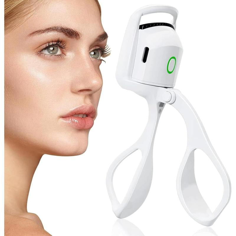Heated Eyelash Curler – Electric, Rechargeable | 2 Heating Modes for Quick, Natural Curling &amp; Long-Lasting Lift (White) - Timeless Beauty