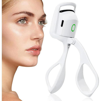 Heated Eyelash Curler – Electric, Rechargeable | 2 Heating Modes for Quick, Natural Curling &amp; Long-Lasting Lift (White) - Timeless Beauty