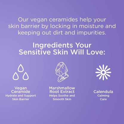 Face Wash Cleanser Vegan Ceramide Barrier Repair Extra Gentle for Daily Use Daily for Sensitive Skin, Fragrance Free, Calendula, Vegan &amp; Cruelty-Free Dermatologist Tested - Timeless Beauty
