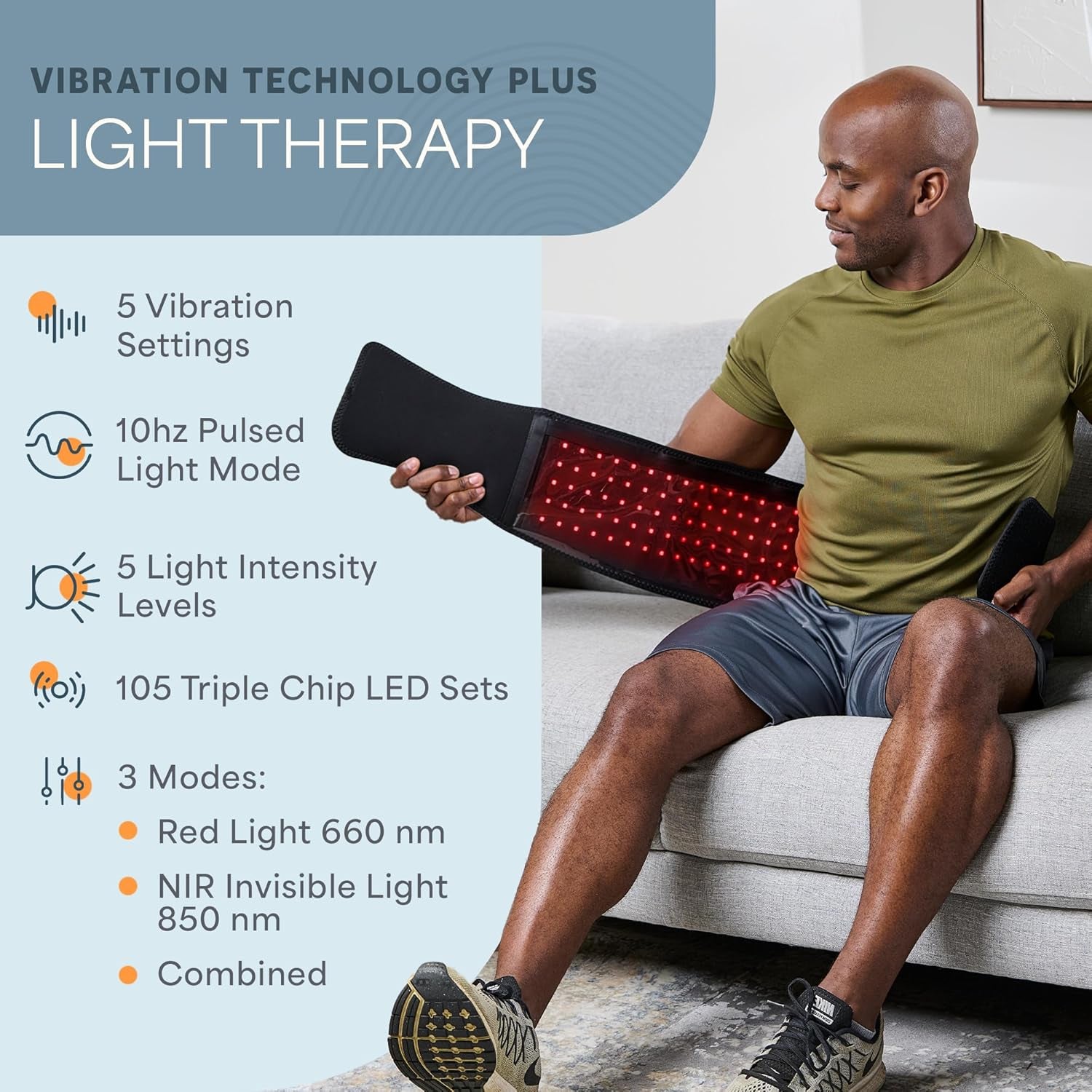 Red Light Therapy Belt - 660Nm &amp; 850Nm near Infrared &amp; Red Light Therapy for Body, Relaxing Muscle, Inflammation, Improve Circulation