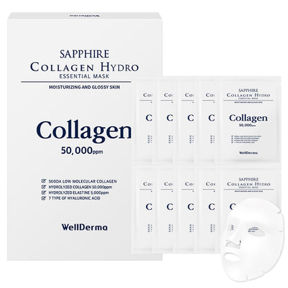 Sapphire Collagen Hydro Essential Mask 10 Sheets Skin Soothing Calming - Timeless Beauty