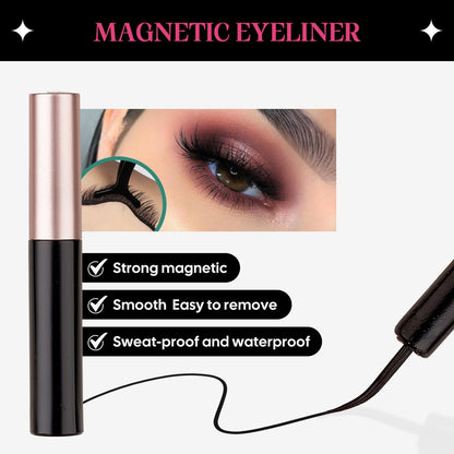 Magnetic Eyelashes with Eyeliner Cat Eyes Magnetic Eyelashes Natural Look False Eyelash No Glue Needed Reusable Fake Eyelashes with Tweezers (3 Pairs Cat Eyes)