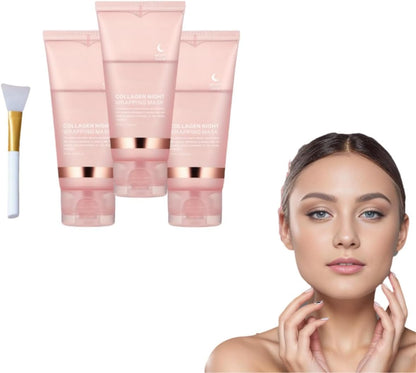 Collagen Night Wrap Mask, Hydrolyzed Collagen Anti-Wrinkle Lifting Mask, Reduces Fine Lines and Dullness, Makes Skin Smooth and Firm - Timeless Beauty