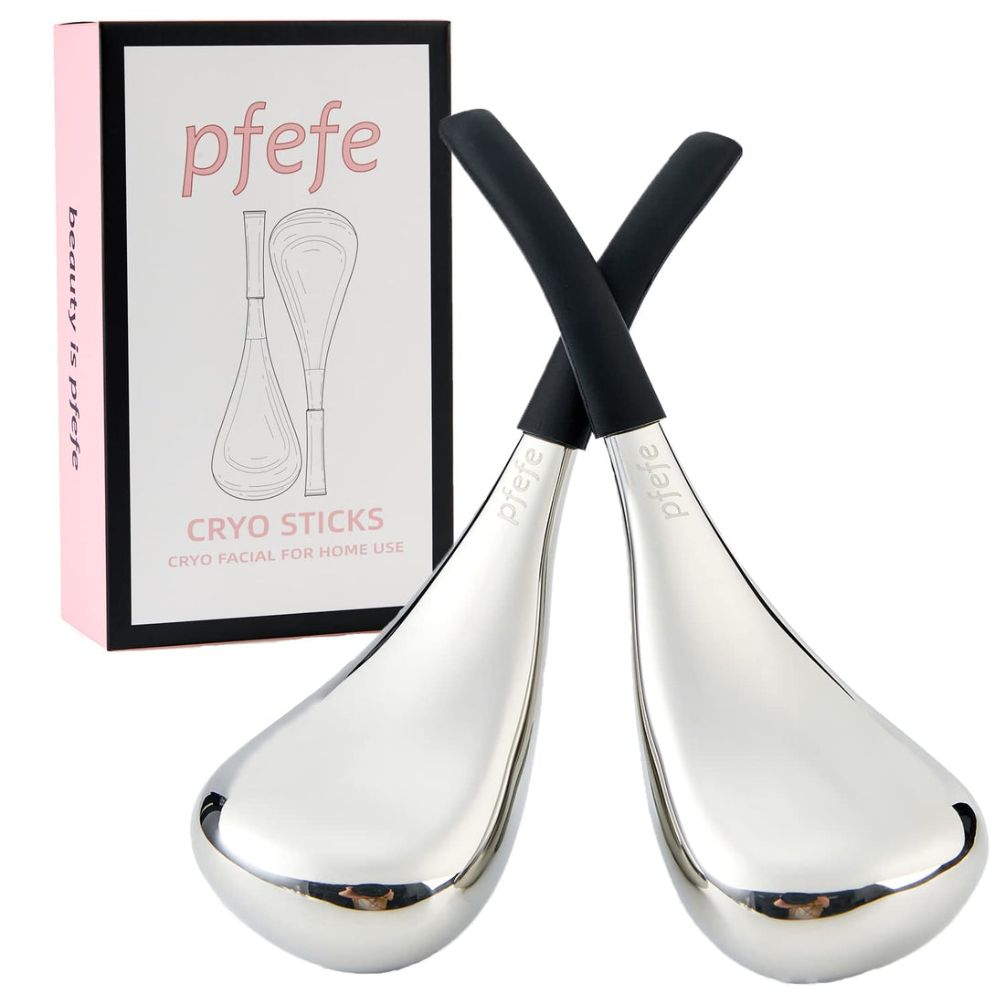 Ice Globes Facial Skin Care Tools for Women Face Eyes, Stainless Steel Face Beauty Cryo Sticks for Girls Ladies, Esthetician Supplies Cooling Spa Globes Cold Roller with Storage Case - Timeless Beauty