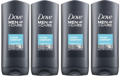 Men Care Body and Face Wash, Hydrating Clean Comfort, 250 Ml (8.5 Fl Oz), Value Bundle - Pack of 4