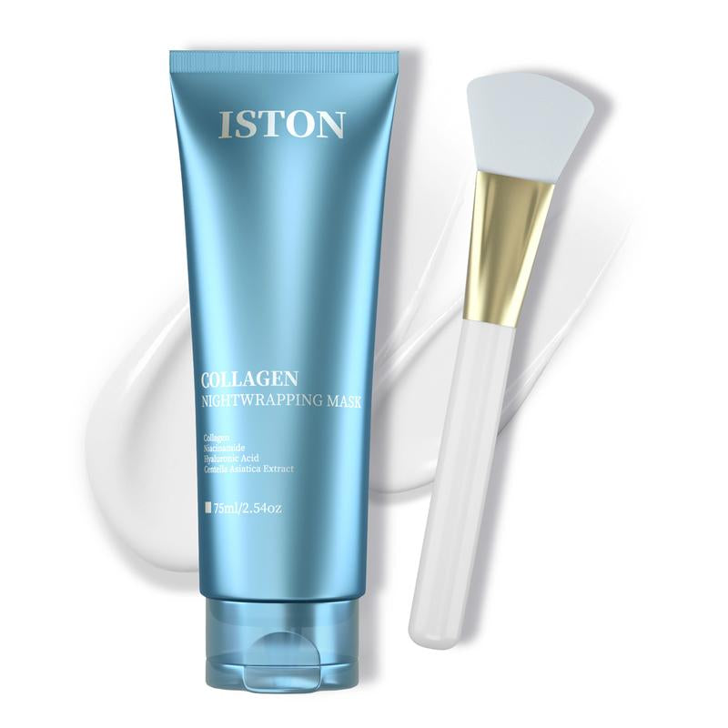 ISTON Collagen Night Wrapping Mask 2.54 Fl Oz (75ml) 🌙💧 | Firming, Hydrating &amp; Glass Skin Glow for All Skin Types - Timeless Beauty