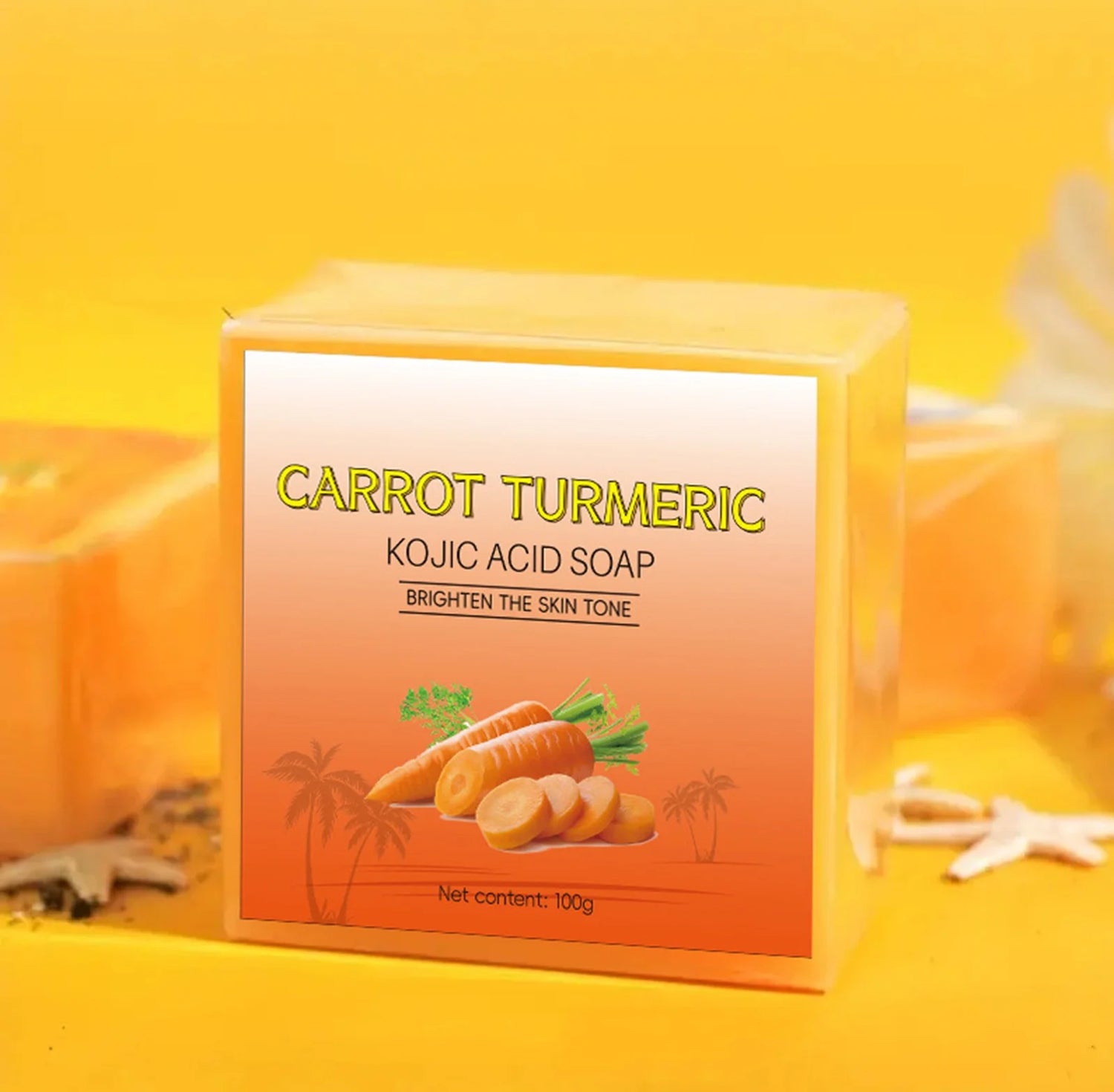 Natural Carrot Turmeric Soap Bar for Face &amp; Body,Turmeric Skin Soap Wash for Dark Spots,Intimate Areas,Underarms,Turmeric Face Soap Reduces Acne,Fades Scars &amp; Cleanses Skin - Timeless Beauty