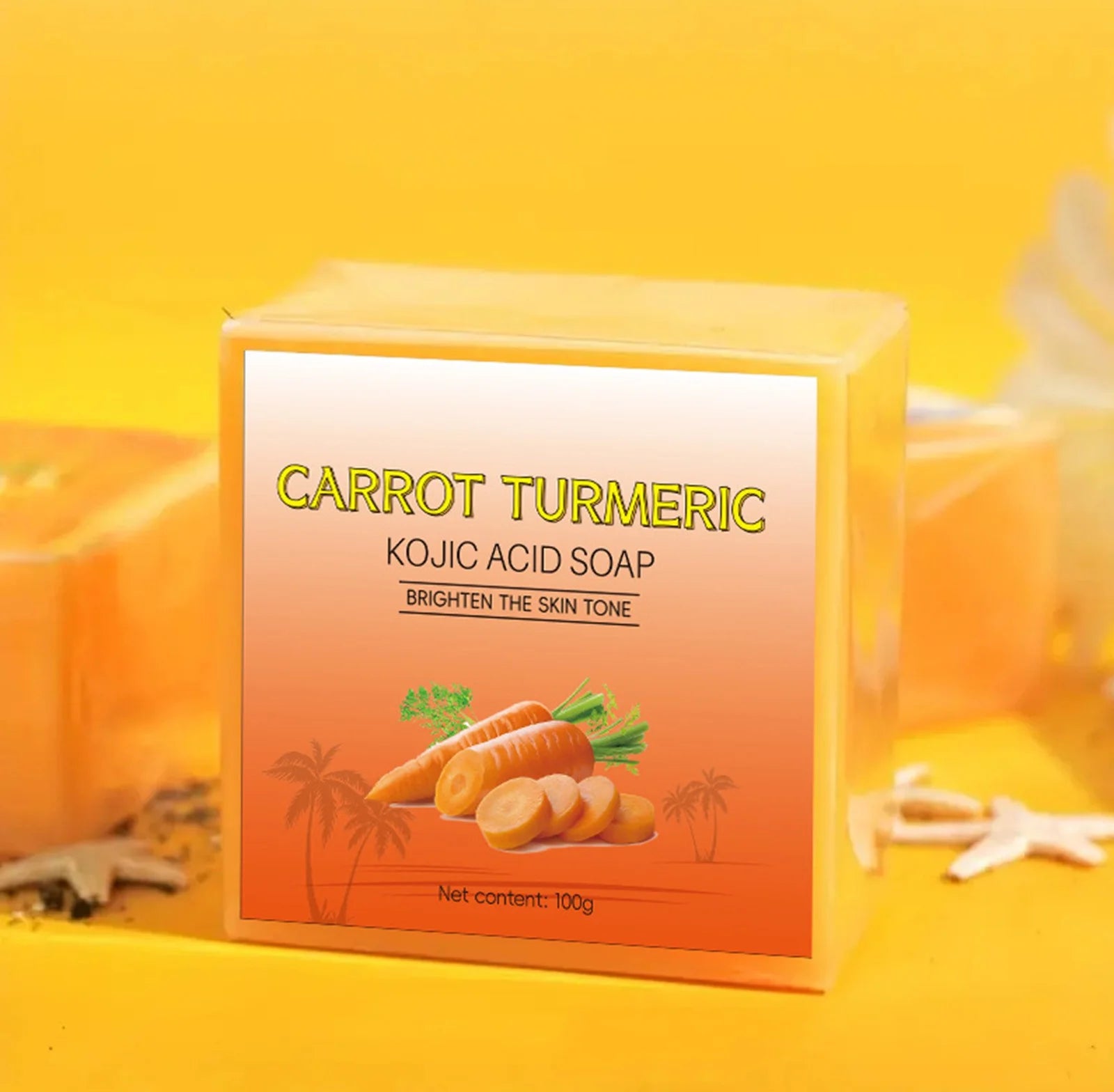 Natural Carrot Turmeric Soap Bar for Face &amp; Body,Turmeric Skin Soap Wash for Dark Spots,Intimate Areas,Underarms,Turmeric Face Soap Reduces Acne,Fades Scars &amp; Cleanses Skin - Timeless Beauty