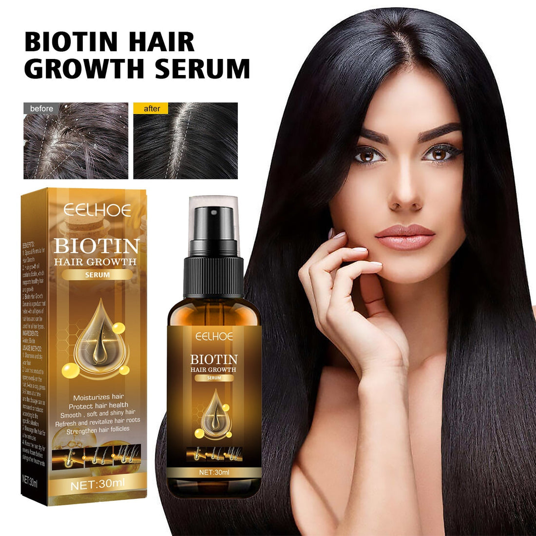 ELLHOE™ Biotin Hair Growth Spray – Strength Starts at the Root - Timeless Beauty