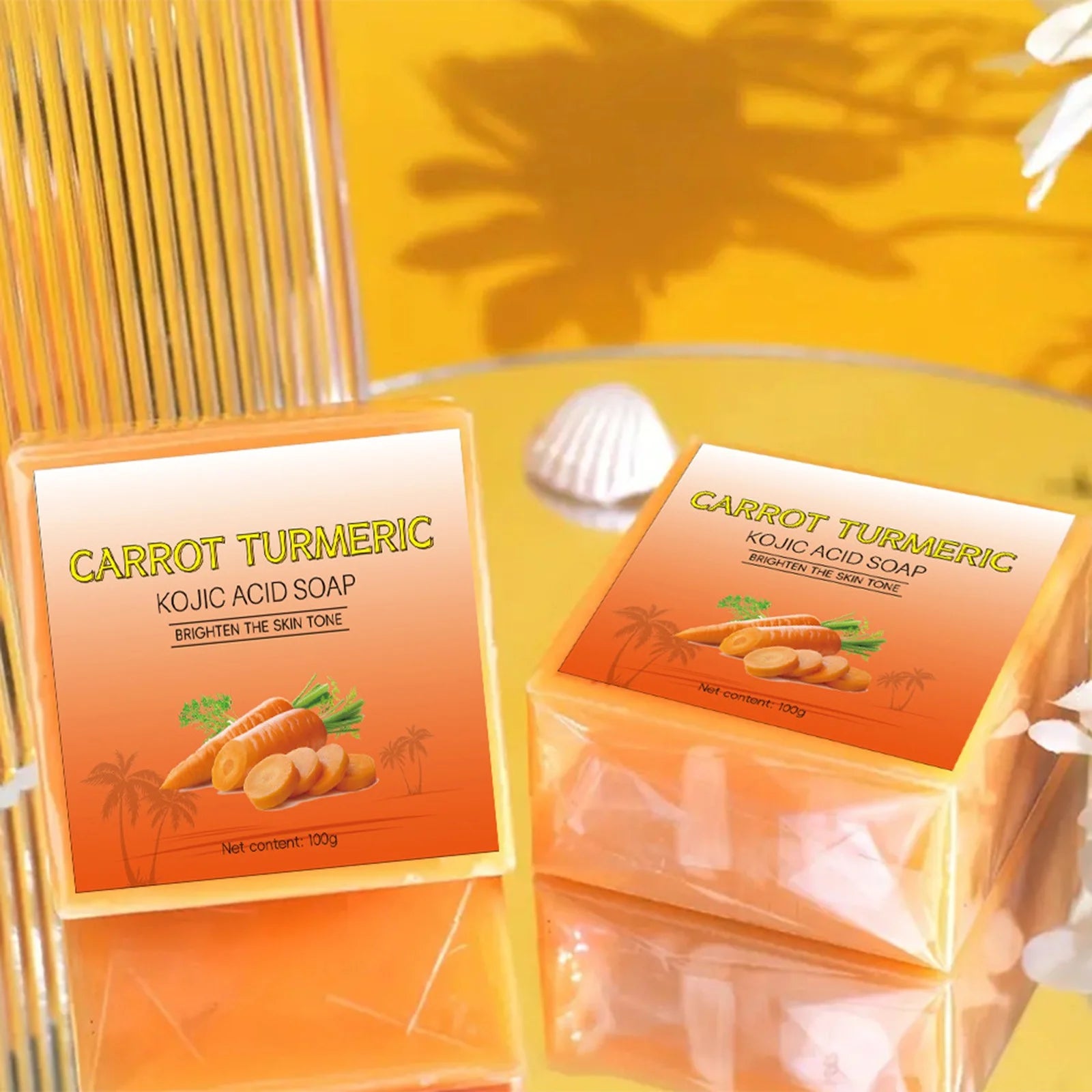 Natural Carrot Turmeric Soap Bar for Face &amp; Body,Turmeric Skin Soap Wash for Dark Spots,Intimate Areas,Underarms,Turmeric Face Soap Reduces Acne,Fades Scars &amp; Cleanses Skin - Timeless Beauty