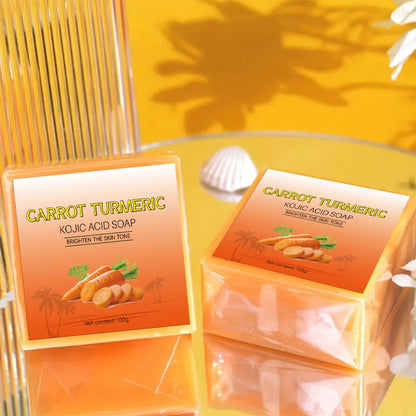 Natural Carrot Turmeric Soap Bar for Face &amp; Body,Turmeric Skin Soap Wash for Dark Spots,Intimate Areas,Underarms,Turmeric Face Soap Reduces Acne,Fades Scars &amp; Cleanses Skin - Timeless Beauty