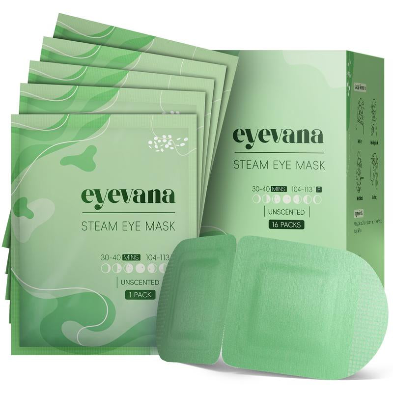 Eyevana Steam Eye Mask (Unscented), 16 Packs, Self Heating Eye Mask, Disposable, Dry Eye Relief, Fast Relief for Stye, Dark Circles, Puffy Sensitive Eyes, Relaxation Gift for Women - Timeless Beauty