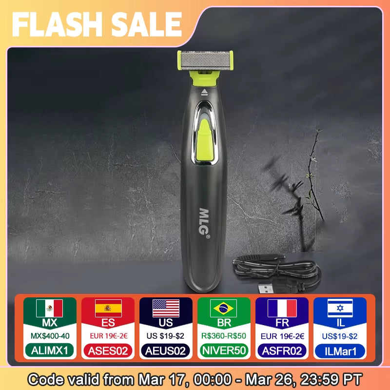 Electric Shaver for Men &amp; Women | Portable Full Body USB T-Shaped Blade Trimmer for Beard, Armpit &amp; More | Washable &amp; Rechargeable - Timeless Beauty