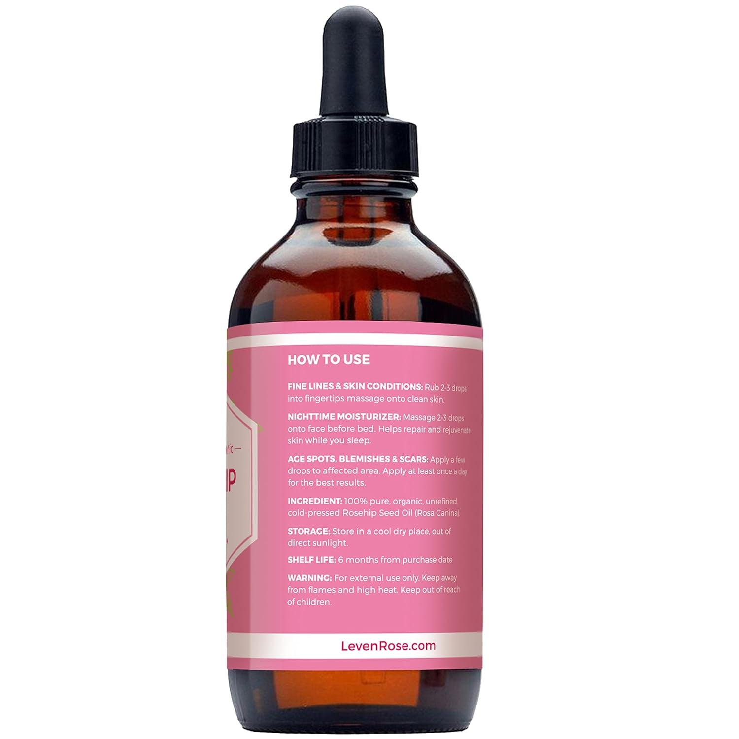 Rosehip Seed Oil for Face 4 Oz - Pure Rosehip Oil for Face - Unrefined Cold Pressed Rosehip Oil for Body - Nighttime Face Moisturizer for Hair, Skin &amp; Nails - Timeless Beauty