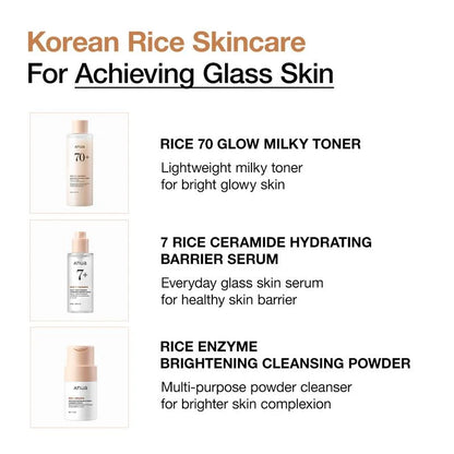 [Anua Official Shop] Korean Rice Glass Skin Set ｜Skincare Set with Rice Enzyme Mask Cleanser, Milky Toner, Brightening Serum ｜Rice Water Bright, Marshmallow Face Mask Maker - Timeless Beauty