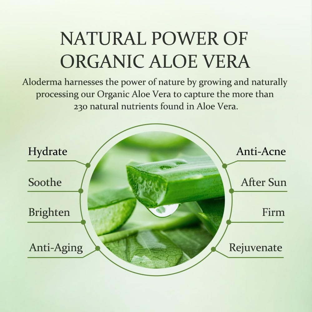 Organic Aloe Vera Gel for Face &amp; Body, 96% Pure Aloe Gel Made within 12 Hours of Harvest, Ideal for Skin, Scalp, &amp; Hair Hydration, Calming Moisturizer for Soothing after Sun Care Relief, 7Oz - Timeless Beauty