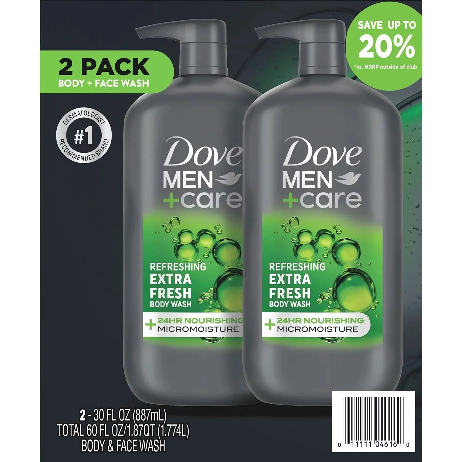 Men plus Care Body and Face Wash, Extra Fresh (30 Fl. Oz., 2 Pk.)