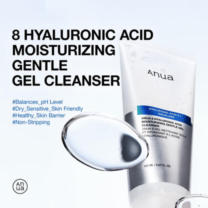 Moisturizing Gentle Gel Cleanser, Hyaluronic Acid, Squalane, Ceramide, Foaming Facial Korean Cleanser, Ph Balance, Daily Hydrating Face Wash, Korean Skincare (150Ml/5.07Fl Oz.) - Timeless Beauty