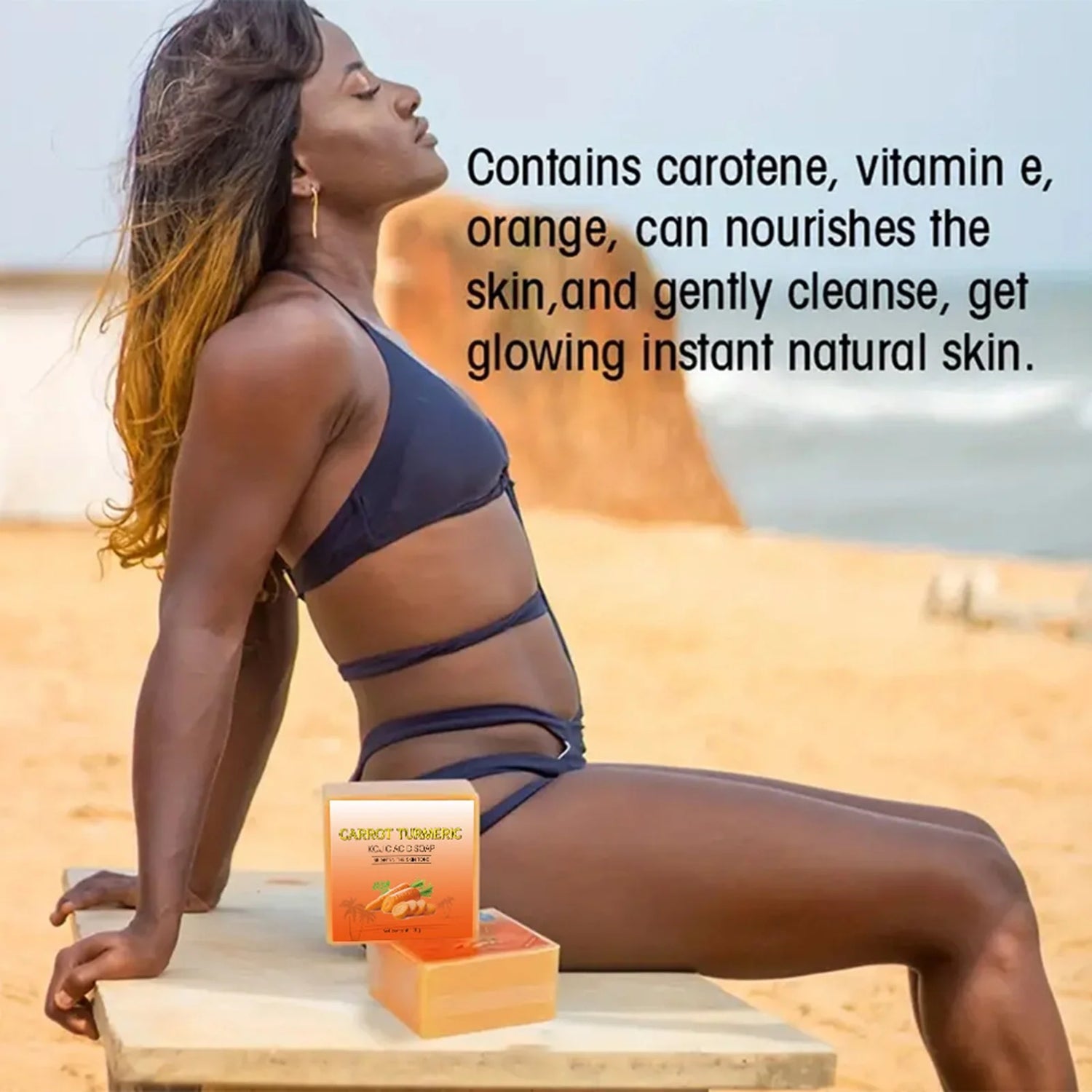 Natural Carrot Turmeric Soap Bar for Face &amp; Body,Turmeric Skin Soap Wash for Dark Spots,Intimate Areas,Underarms,Turmeric Face Soap Reduces Acne,Fades Scars &amp; Cleanses Skin - Timeless Beauty