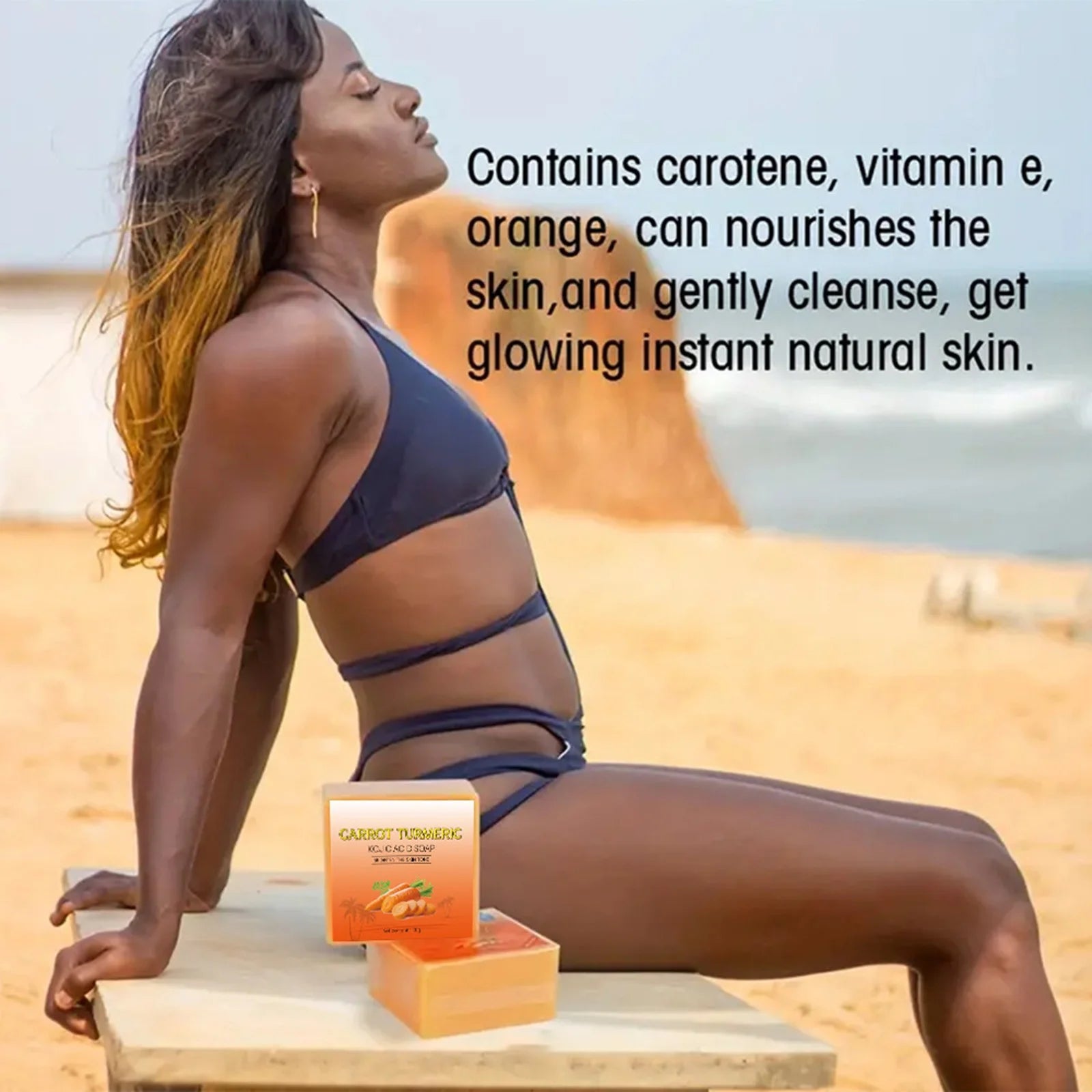 Natural Carrot Turmeric Soap Bar for Face &amp; Body,Turmeric Skin Soap Wash for Dark Spots,Intimate Areas,Underarms,Turmeric Face Soap Reduces Acne,Fades Scars &amp; Cleanses Skin - Timeless Beauty