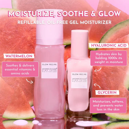 Refillable Pink Juice Hydrating Face Moisturizer for Women &amp; Men - Korean Skin Care Moisturizer with Hyaluronic Acid for Glass Skin - Lightweight Gel Moisturizer for Dry Skin (60Ml) - Timeless Beauty